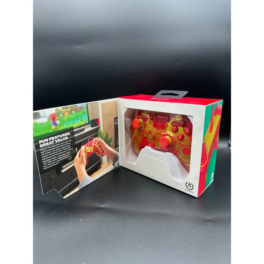 Nintendo Switch PowerA Super Mario Wired Controller Red Gold Official Licensed
